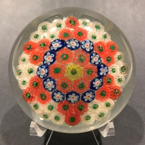 Early Chinese Art Glass Paperweight Patterned Complex Millefiori Star of David