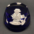 Vintage Cristal D Albert Faceted Art Glass Paperweight Thomas Jefferson Sulphide