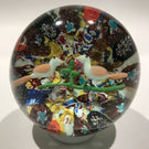 Antique German Thuringian Art Glass Paperweight Lampworked Birds & Millefiori