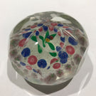 Early Chinese Art Glass Faceted Paperweight Millefiori Nosegay Bouquet