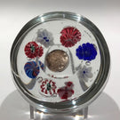 Antique Val St Lambert Art Glass Paperweight Millefiori with Rare Encased Coin