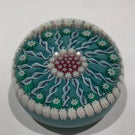 Vintage Perthshire Art Glass Paperweight Twist & Millefiori on Turquoise PP62