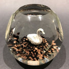 Rare Vintage Murano Faceted Swan Sulphide Art Glass Paperweight