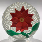 Early Chinese Art Glass Paperweight Lampworked Flower on Lattice Basket