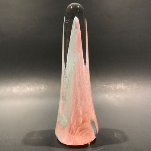 Signed Michael Nourot Art Glass Paperweight Large Upright Pink & Blue Veil