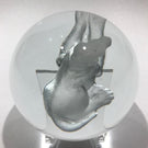 Kristian Klepsch Intaglio Dog Art Glass Paperweight in Clear Crystal