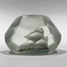 Early Chinese Faceted Art Glass Paperweight Hand Painted Monkey Sulphide