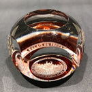 Antique Baccarat Art Glass Paperweight Engraved Amber Flash 1878 World Fair