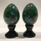 Pair of Murano Ferro Lazzarini Mantel Ornaments Art Glass Paperweight Millefiori Vines