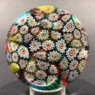 Vintage Murano Art Glass Paperweight Colorful Complex Millefiori on Aventurine