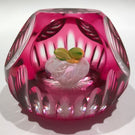 Vintage Murano Art Glass Paperweight Double Pear Faceted Ruby Flash Overlay