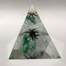 Modern Czech Art Glass Paperweight Spider On Web Pyramid Sculpture