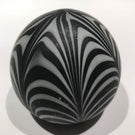 Vintage Murano Art Glass Paperweight Black & White Satin Finished Marbrie