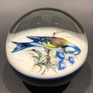 Vintage Henry Davis Art Glass Paperweight Goldfinch Encased Plaque Bird Decal