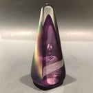 Signed Stuart Abelman Modern Art Glass Paperweight Conical Iridescent Overlay