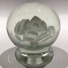 Vintage Millville Style Footed White Crimp Rose Art Glass Paperweight