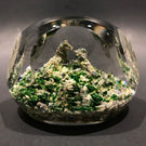 Antique Baccarat Art Glass Paperweight Faceted Green Moss Sand Dune