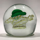 Rare Vintage Murano Art Glass Paperweight Coiled Snake in Yellow & White Basket