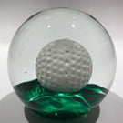 Large Vintage Elwood Ind Art Glass Sulphide Paperweight Golf Ball Green Ground