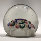 Antique French Art Glass Paperweight Concentric Complex Millefiori on Latticino