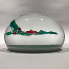 Vintage Murano Art Glass Paperweight Lampworked Cardinal & Winter Holly