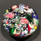 Antique Clichy Miniature Art Glass Paperweight Millefiori Scramble W/ Rose Canes