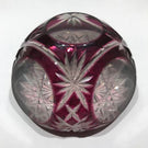 Antique Val St Lambert Art Glass Paperweight Fancy Faceted Plum Flash Overlay
