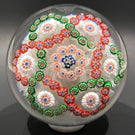 Antique Baccarat Art Glass Paperweight Millefiori Garland on Upset Muslin Lace