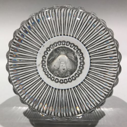 Rare Antique Baccarat Art Glass Paperweight Pressed Molded Bee