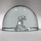 Kristian Klepsch Intaglio Dog Art Glass Paperweight in Clear Crystal