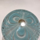 Signed American Studio Art Glass Paperweight Modern Blue & White Marbrie