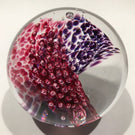 Signed Glass Eye Studio GES Modern Art Glass Paperweight Purple Maroon Bubbles