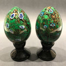 Pair of Murano Ferro Lazzarini Mantel Ornaments Art Glass Paperweight Millefiori Vines