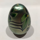 Vintage Orient & Flume Art Glass Paperweight Iridescent Gold Floral Egg