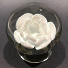 Vintage Millville Style Footed White Crimp Rose Art Glass Paperweight