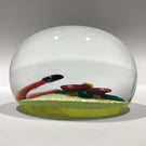 Signed Charles Kaziun Jr. Art Glass Paperweight Snake W/ Pansy & Gold Bee