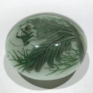 Antique Chinese Paint White Ground Art Glass Paperweight Cricket in Foliage