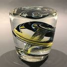 Signed John Lotton Art Glass Paperweight Encased Cylindrical Modern Design