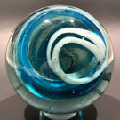Vintage Art Glass Paperweight Blue and White Dump Glass Modern Swirl Design
