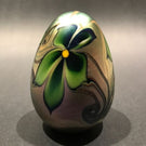 Vintage Orient & Flume Art Glass Paperweight Iridescent Gold Floral Egg