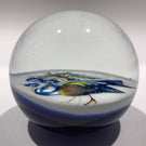 Vintage Henry Davis Art Glass Paperweight Goldfinch Encased Plaque Bird Decal