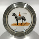 Early American Art Glass Paperweight Hand-painted Enamel Race Horse