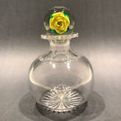 Vintage Francis Whittemore Art Glass Paperweight Yellow Crimp Rose Bottle