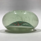 Antique Chinese Painted White Ground Art Glass Paperweight Cricket in Foliage