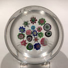 Antique Clichy Art Glass Paperweight  Concentric Complex Canes w/ Two Roses