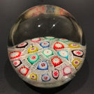 Rare Murano Art Glass Paperweight Chequered Spaced Millefiori