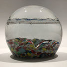Huge Antique Millville Art Glass Paperweight Hand Painted Floral Name Plaque