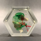 Early Chinese Faceted Art Glass Paperweight Painted Sulphide Birds in a Tree