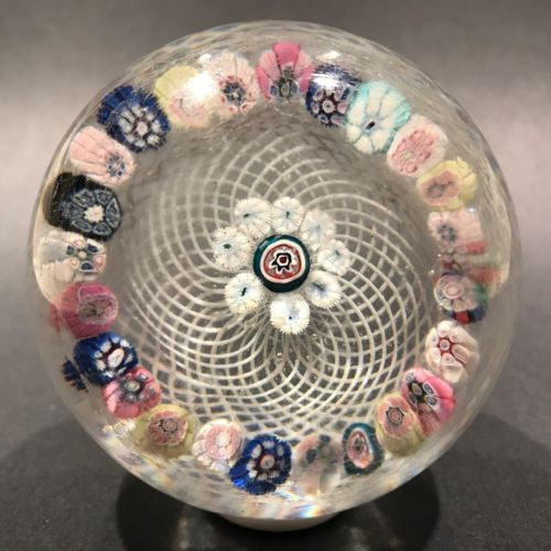 Antique New England Glass Co. NEGC Paperweight Complex Millefiori On Basket