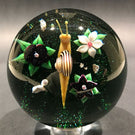 Vintage LE Baccarat Art Glass Paperweight Lampworked Snail with Flowers